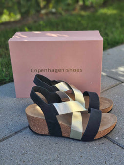 Copenhagen Shoes sandaler lav hæl Copenhagen Shoes - Stacia sandal, gold kombi