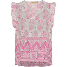 marta t-shirts_toppe Marta - Juliane top, hvid/pink - 85573