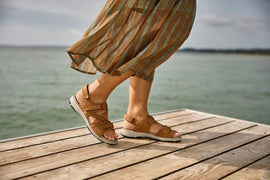 New Feet sandaler lav hæl New Feet - Damesandal, cognac - 241-12-1537