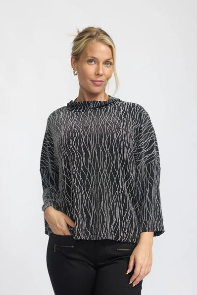 2B bluser_skjorter 2B - Gerti bluse, sort glimmer