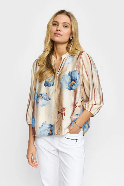 2B bluser_skjorter 2B - Iris bluse, sand flower