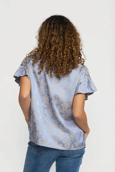 2B bluser_skjorter 2B - Jabina bluse, blue jacquard