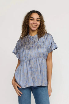 2B bluser_skjorter 2B - Jabina bluse, blue jacquard