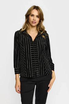2B bluser_skjorter 2B - Malou bluse, sort glimmer