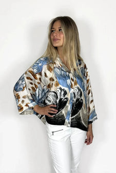 2B bluser_skjorter 2B - Thora bluse, blue border