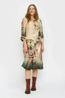 2B kjoler_nederdele 2B - Riley kjole, khaki flower - 1012694
