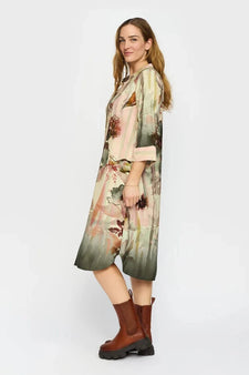 2B kjoler_nederdele 2B - Riley kjole, khaki flower - 1012694