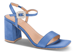 B&Co sko med hæl B&CO - Damesandal, blå satin - 6NX1-S2966