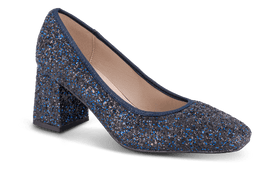 B&Co sko med hæl B&CO - Damesko, blå glimmer - SH321-7