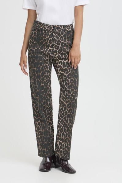 B-Young bukser_leggiens_shorts B-Young - Kenna bukser, denim leopard mix - 20817019