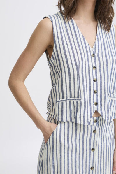 B-Young jakker_blazere_veste B-Young - Falakka hørvest, blå striber -  20816601-204548