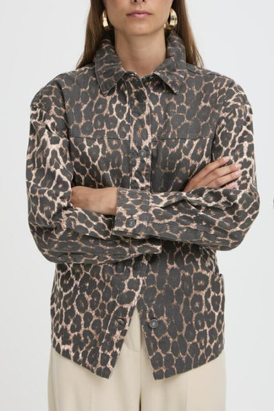 B-Young jakker_blazere_veste B-Young - Kenna shirt, denim leopard mix - 20817017