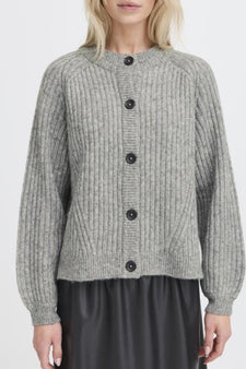 B-Young trøje_strik_cardigan B-Young - Nello strik cardigan, grå - 20815635
