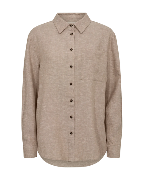 Free bluser_skjorter Freequent - Hørskjorte, beige - 126528