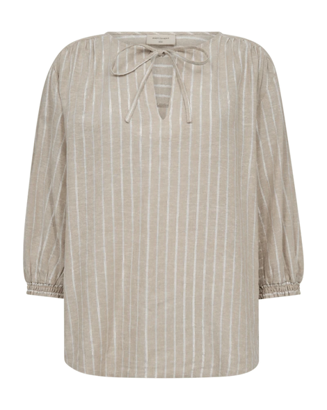 Free bluser_skjorter Freequent - Lalux bluse, beige og hvid striber - 205828