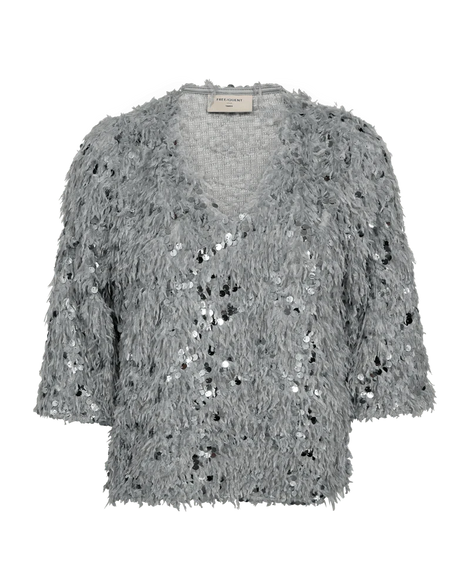Free bluser_skjorter Freequent - Nolla bluse med pailletter, sølv - 207136