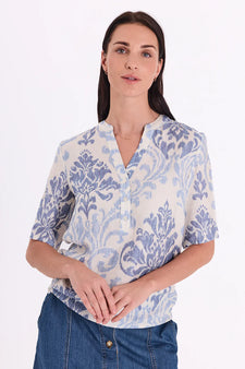 Free bluser_skjorter Freequent - Vespa bluse, hvid/blå - 208177