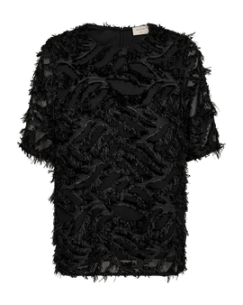 Free bluser_skjorter Freequent - Villa bluse med frynser, sort - 207088