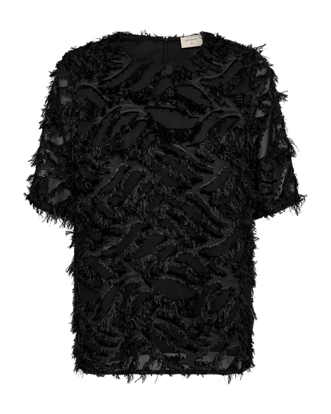 Free bluser_skjorter Freequent - Villa bluse med frynser, sort - 207088
