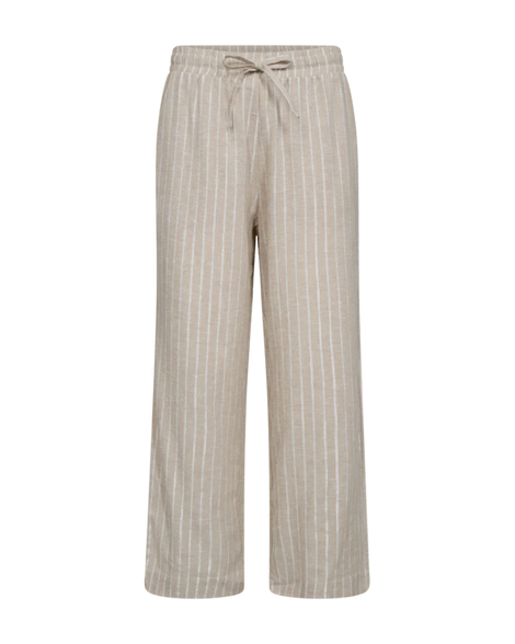 Free bukser_leggiens_shorts Freequent - Lalux bukser, beige og hvid striber - 205829