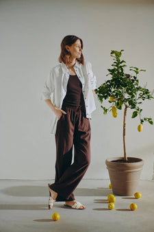Free bukser_leggiens_shorts Freequent - Lava hørbukser, brun - 127405