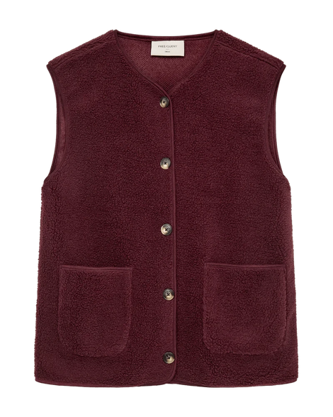 Free jakker_blazere_veste Freequent - Teddy vest, bordeaux - 207624 61