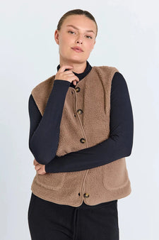 Free jakker_blazere_veste Freequent - Teddy vest, brun - 207624 81