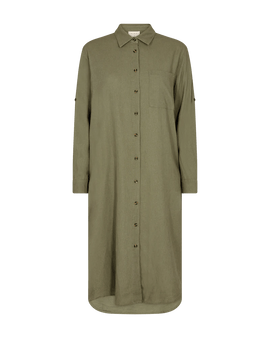 Free kjoler_nederdele Freequent - Skjortekjole hør, grøn - 126527