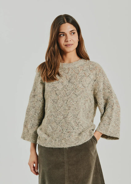 Free trøje_strik_cardigan Freequent - Estweed strik, beige - 211776