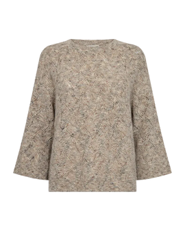Free trøje_strik_cardigan Freequent - Estweed strik, beige - 211776