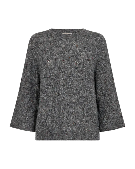 Free trøje_strik_cardigan Freequent - Estweed strik, grå - 211776