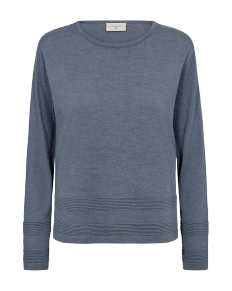 Free trøje_strik_cardigan Freequent - Flow pullover, blå - 206247