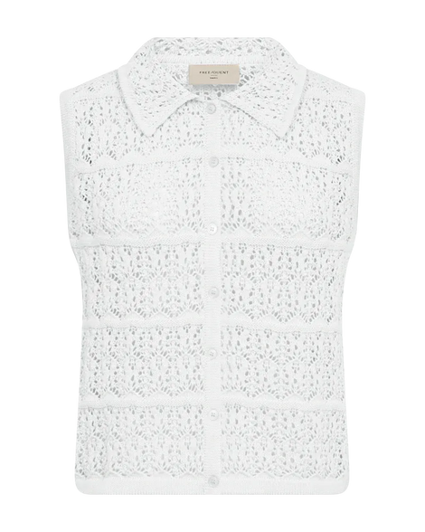 Free trøje_strik_cardigan Freequent - Fraya strikket vest, hvid - 207987