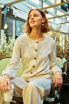 Free trøje_strik_cardigan Freequent - Jazz strikket cardigan, beige - 204510