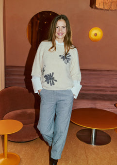 Free trøje_strik_cardigan Freequent - Krela strik, beige med pailletter - 212103