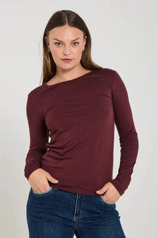 Free trøje_strik_cardigan Freequent - Langærmet t-shirt, bordeaux - 205298