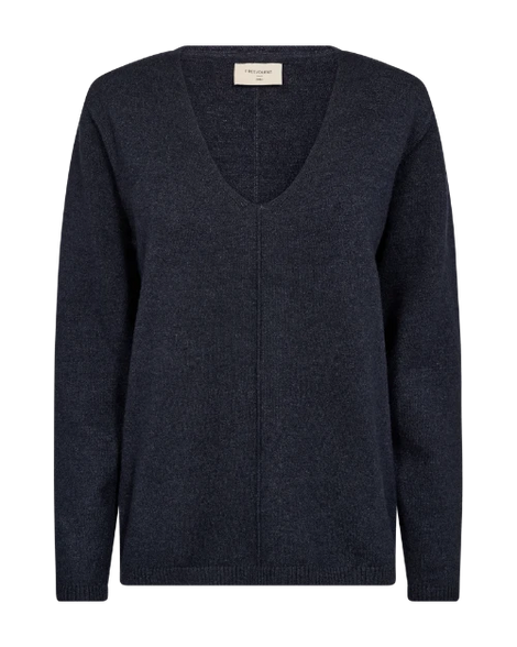 Free trøje_strik_cardigan Freequent - Laura pullover, navy - 122004