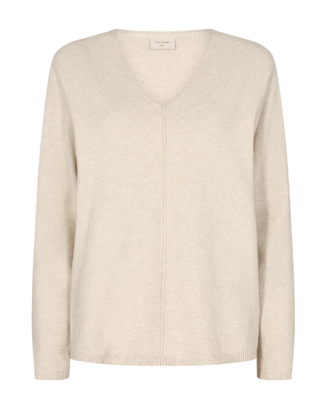 Free trøje_strik_cardigan Freequent - Laura pullover, sand - 122004