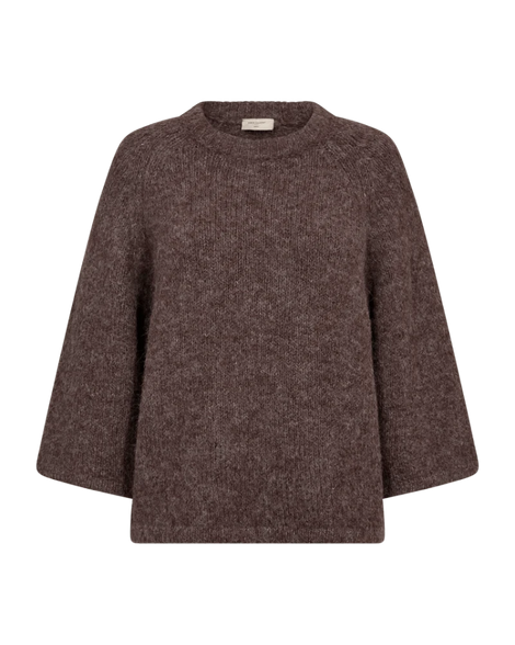 Free trøje_strik_cardigan Freequent - Lulu strik, coffee bean - 205507