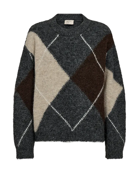 Free trøje_strik_cardigan Freequent - Lulu strik, dark grey - 211714