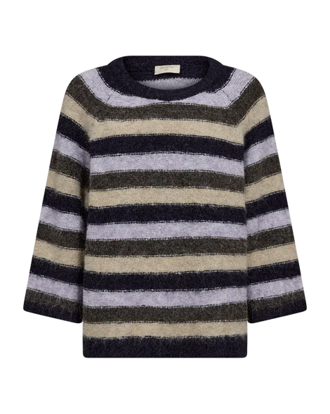Free trøje_strik_cardigan Freequent - Lulu strik, lilla/brun - 211886