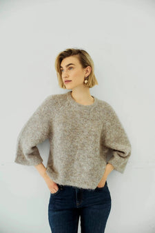 Free trøje_strik_cardigan Freequent - Lulu strik, lysebrun meleret - 205507