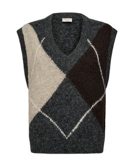 Free trøje_strik_cardigan Freequent - Lulu strikvest, dark grey - 211715