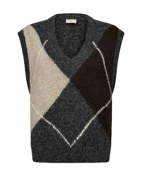 Free trøje_strik_cardigan Freequent - Lulu strikvest, dark grey - 211715