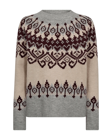 Free trøje_strik_cardigan Freequent - Merla strik, moonbeam melange - 206760