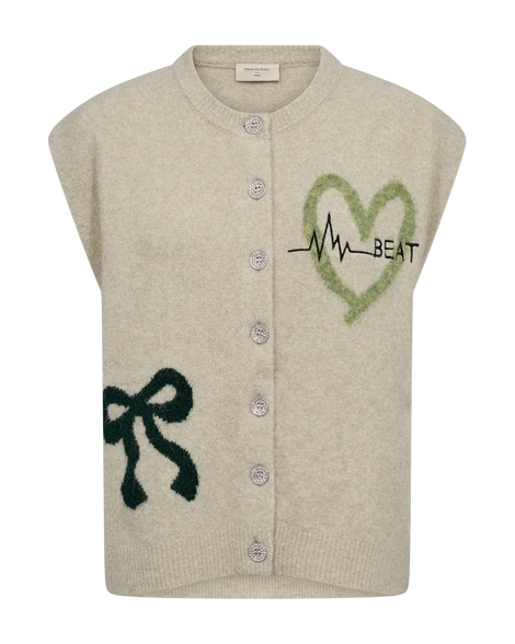 Free trøje_strik_cardigan Freequent - Nomas vest, beige - 212019