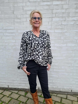 Kaffe bluser_skjorter Kaffe - Jamie bluse,  sort/ hvid - 10510794-108499