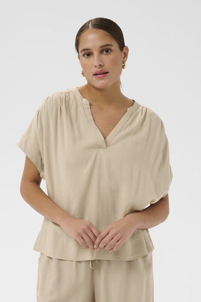 Kaffe bluser_skjorter Kaffe - Milia hørbluse, sand - 10509670