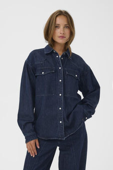 Kaffe jakker_blazere_veste Kaffe - Eloise denimskjorte, Dark denim blue - 10510619