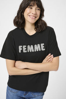 Kaffe t-shirts_toppe Kaffe - Arina t-shirt, sort med print - 10510994-100121